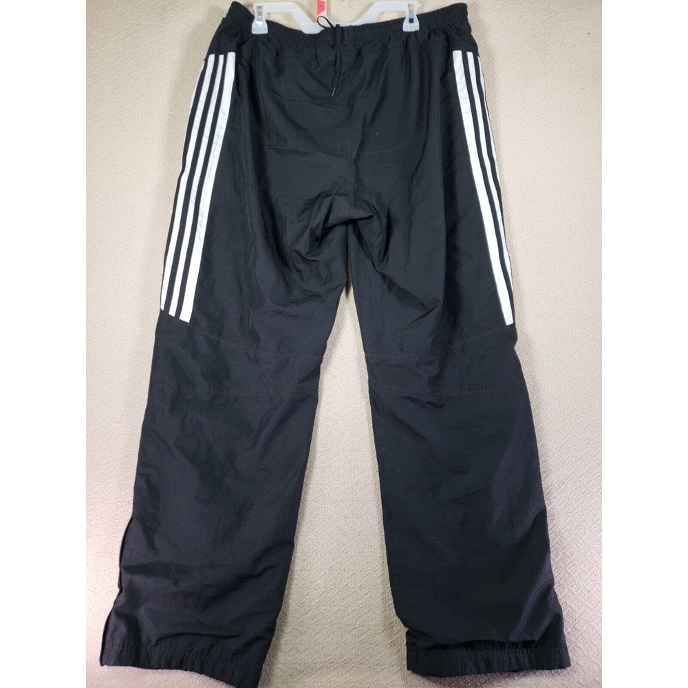 Adidas Track Pants Mens 34x32 Black 100% Polyester Elastic Waist Running Jogging - Picture 5 of 7
